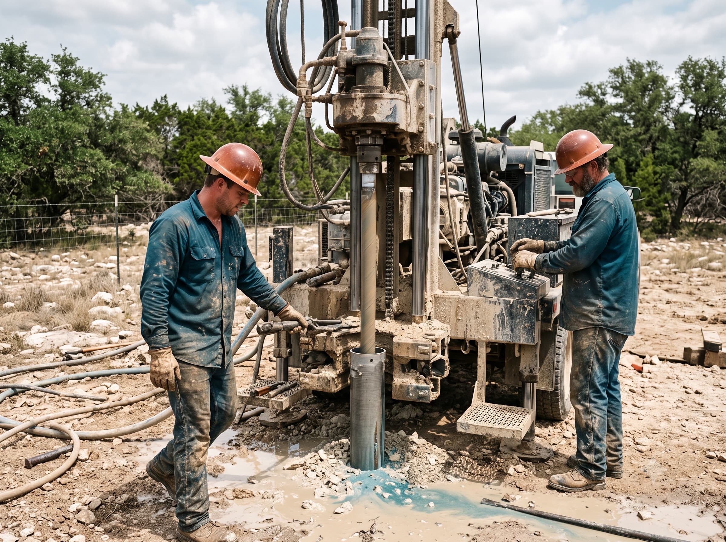 New 320-foot residential water well drilled on a rural property in Salado, Texas